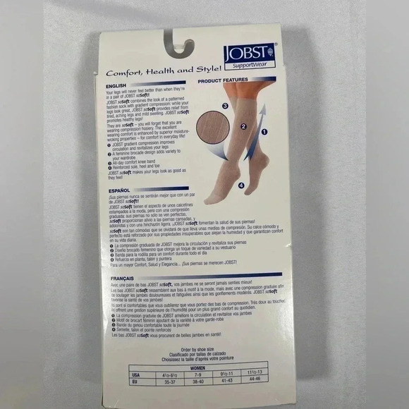 Jobst So Soft Womens Compression Socks Knee CT Large White 8-15 mmHg. - Picture 3 of 4